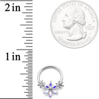 16G 3/8" Aurora CZ Gem Flower BCR Captive Ring