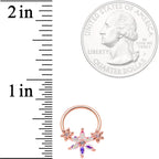 16G 3/8" Aurora CZ Gem Rose Gold Tone Flower BCR Captive Ring