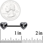 14G 9/16 Black Heal My Heart Barbell Nipple Rings
