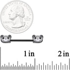 14G 9/16 Black Teddy Bear Barbell Nipple Ring Set