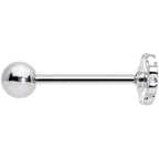 White Pink Sweet Springtime Easter Flower Barbell Tongue Ring
