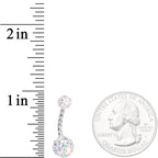 Aurora Gem White Faux Opal Disco Ball Twisted Belly Ring Set of 3