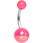 Aurora Gem Pink Pearlescent Glitter Heart Belly Ring Set of 4