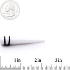 White Acrylic Straight Taper Set Available in Sizes  14G to 00G