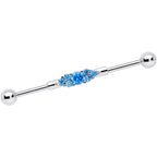 14G Aqua CZ Gem Fashionista Industrial Barbell 38mm