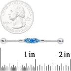 14G Aqua CZ Gem Fashionista Industrial Barbell 38mm