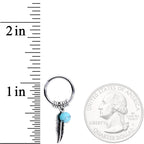16G 3/8 Southwest Blue Bead Feather Hinged Dangle Segment Ring