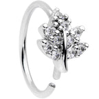 20G 5/16 Clear CZ Gem Maple Leaf Nose Hoop