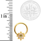 16G 3/8 Clear CZ Gem Gold Tone Octagon Hinged Segment Ring