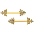 14G 9/16 Clear CZ Gem Elegant Triangle Nipple Ring Set