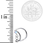 16G 3/8 White Faux Opal Crescent Moon Right Ear Closure Ring
