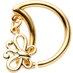 16G 3/8 Gold Tone Crescent Moon Butterfly Right Ear Closure Ring