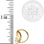 16G 3/8 Gold Tone Crescent Moon Butterfly Right Ear Closure Ring