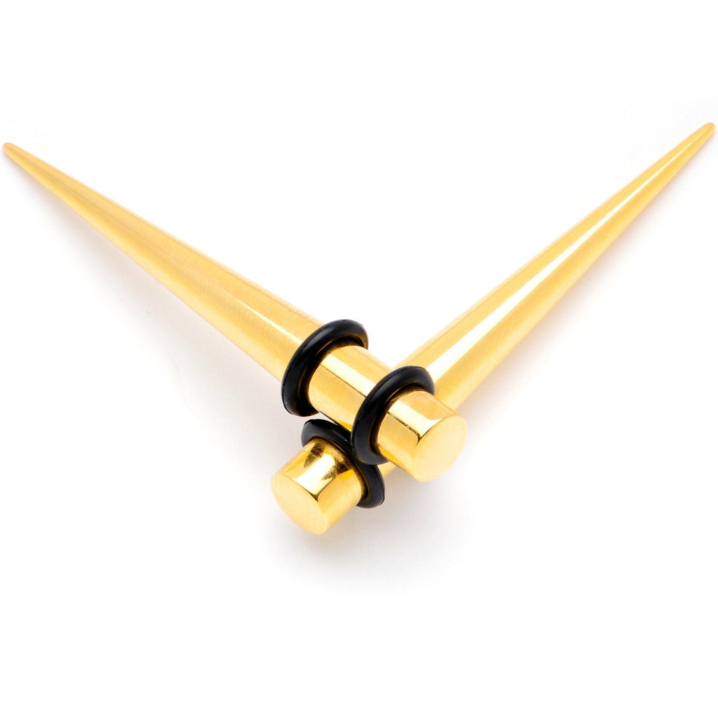 Gold Tone Anodized Straight Taper Set Available in Sizes  12G to 00G