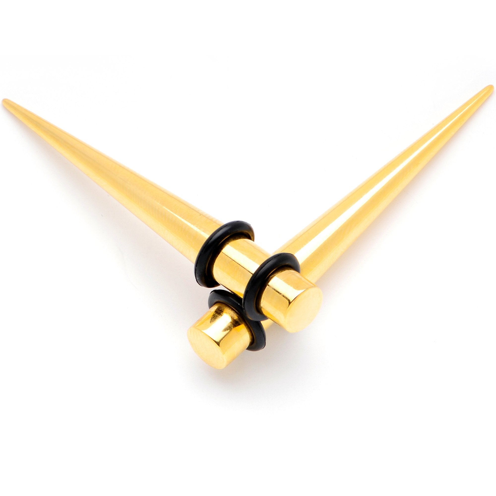 Gold Tone Anodized Straight Taper Set Available in Sizes  12G to 00G