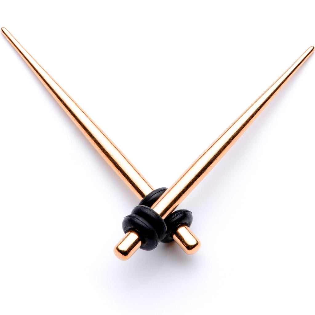 Rose Gold Tone Anodized Straight Taper Set Available in Sizes  14G to 00G
