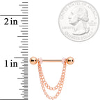 14G Rose Gold Tone Chain Dangle Nipple Ring Set