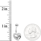 Clear Gem Dog Paw Print Heart Puppy Love Belly Ring