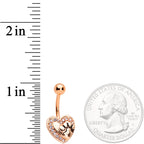 Clear Gem Rose Gold Tone Dog Paw Print Heart Puppy Love Belly Ring