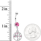 Pink Gem Love Tree of Life Dangle Belly Ring