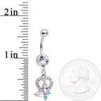 Clear Pink Blue Gem Spring Butterfly Heart Dangle Belly Ring