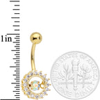 Clear Aurora Gem Gold Tone Elegant Dance Crown Belly Ring
