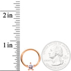 14G Clear Star CZ Gem Rose Gold Tone Captive Nipple Ring Set of 4