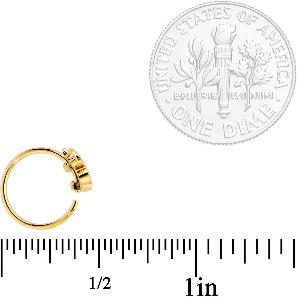 20G 5/16 Clear Black Gem Gold Tone Glamour Cat Nose Hoop