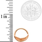 16G 3/8 Rose Gold Tone Feather Closure Ring