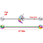 14G Unicorn Rainbow Anodized Industrial Barbell Set 38mm