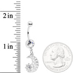 Clear Gem Peaceful Night Star Moon Dangle Belly Ring