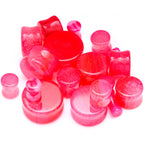 Red Agate Stone Saddle Plug Set Available in Sizes 0G to 25mm