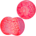 Red Agate Stone Saddle Plug Set Available in Sizes 0G to 25mm