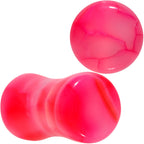 Red Agate Stone Saddle Plug Set Available in Sizes 0G to 25mm
