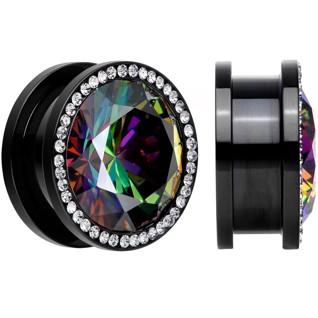 Vitrail Clear CZ Gem Black Hypnotic Screw Fit Plug Set