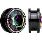 Vitrail Clear CZ Gem Black Hypnotic Screw Fit Plug Set