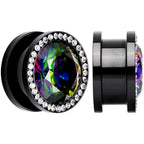 Vitrail Clear CZ Gem Black Hypnotic Screw Fit Plug Set