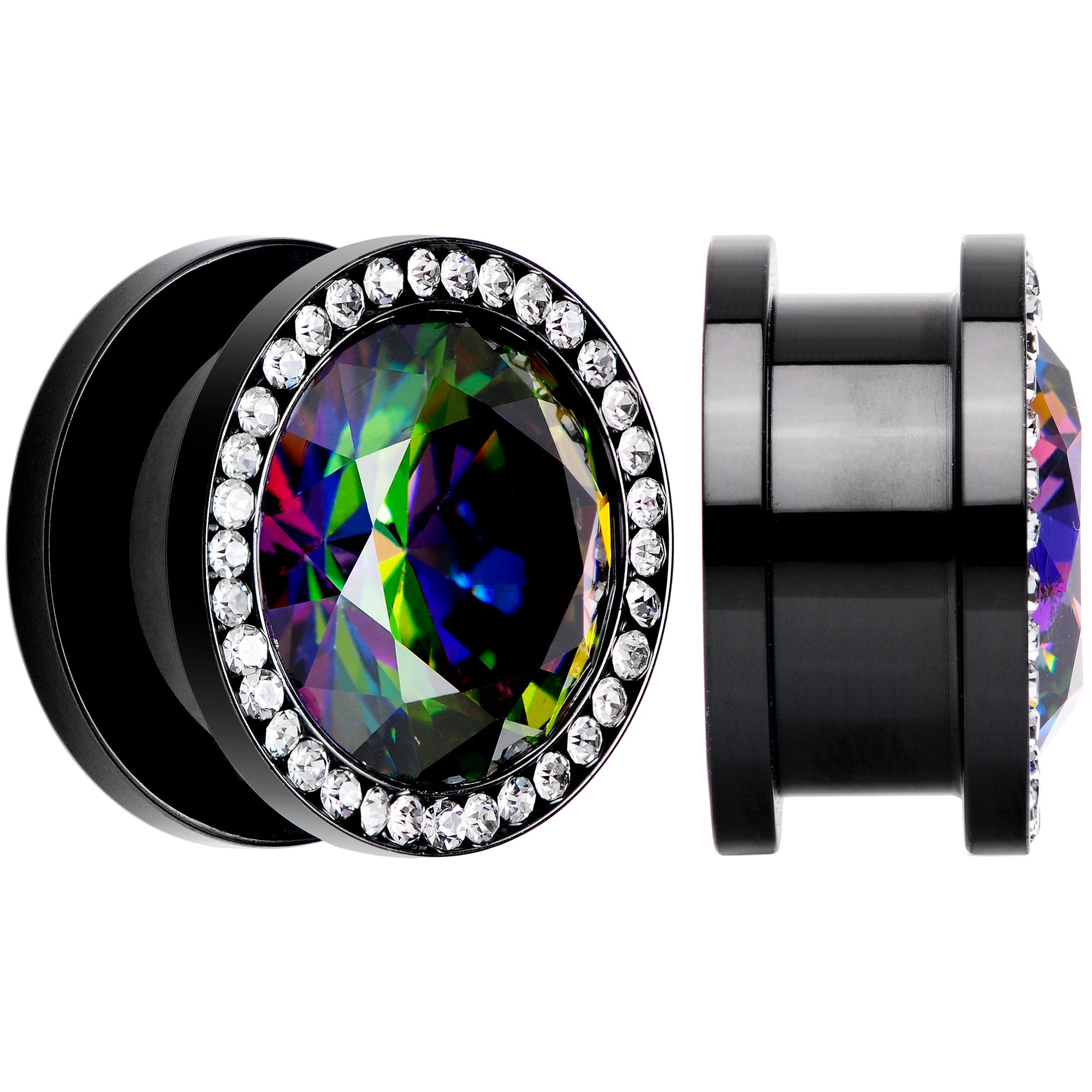 Vitrail Clear CZ Gem Black Hypnotic Screw Fit Plug Set