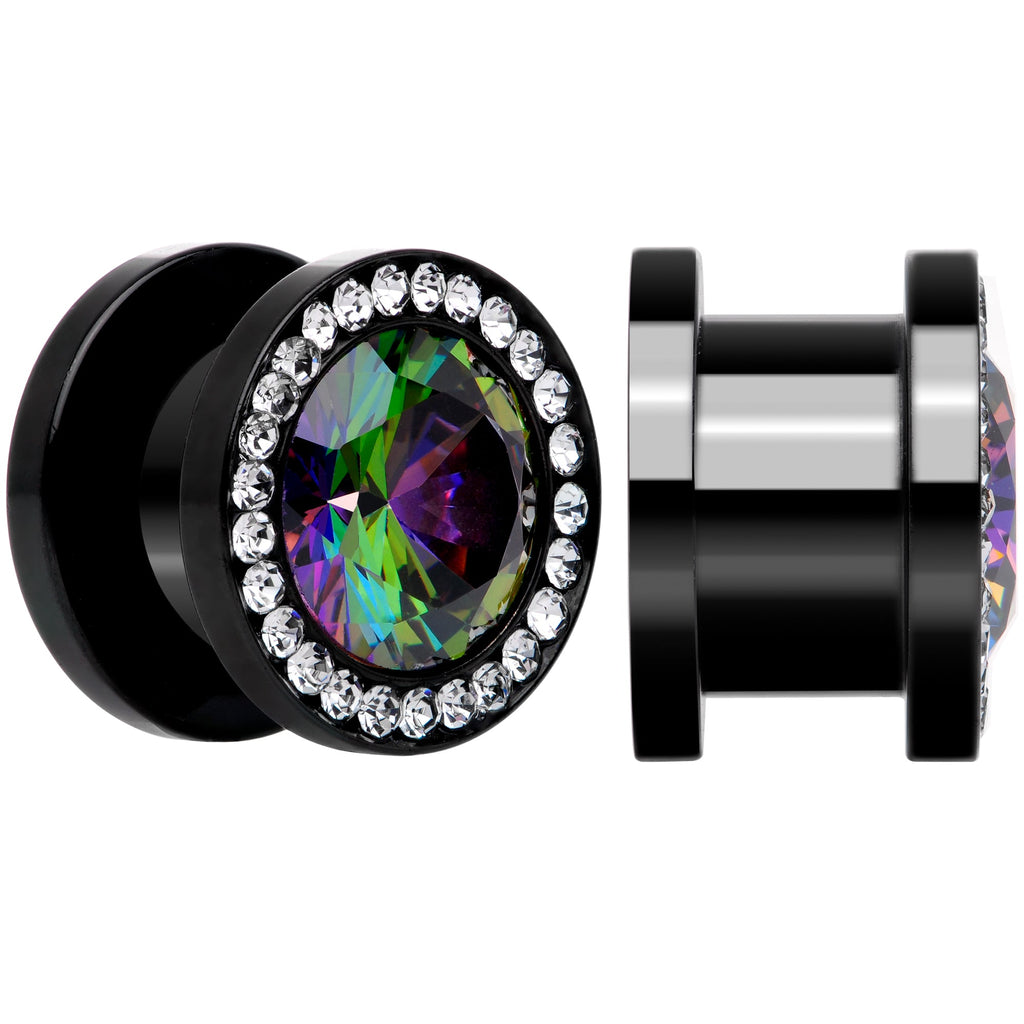 Vitrail Clear CZ Gem Black Hypnotic Screw Fit Plug Set
