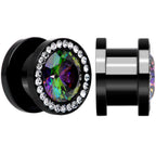 Vitrail Clear CZ Gem Black Hypnotic Screw Fit Plug Set