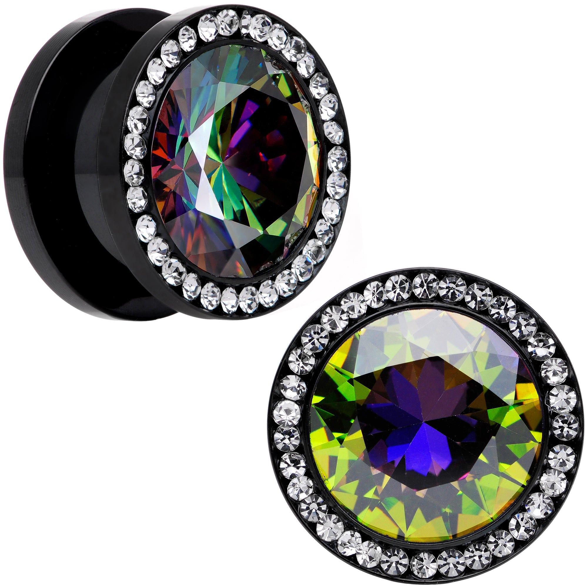 Vitrail Clear CZ Gem Black Hypnotic Screw Fit Plug Set