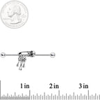 14G Skull Bones Safety Pin Halloween Industrial Barbell 38mm
