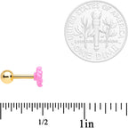 16G 1/4 Clear Gem Gold Tone Pink Flower Tragus Cartilage Earring