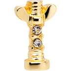 16G 1/4 Clear CZ Gem Gold Tone Wing Nut Cartilage Tragus Earring