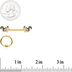 14G Clear Gem Gold Tone Squirrel BCR Barbell Nipple Ring Set of 4