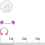 14G Pink Purple Butterfly Horseshoe Barbell Nipple Ring Set of 4