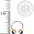 14G 7/16 Deco Stripe Acrylic Ball Horseshoe Circular Barbell