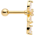 16G 1/4 Clear CZ Gem Gold Tone Flower Cartilage Tragus