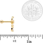 16G 1/4 Clear CZ Gem Gold Tone Flower Cartilage Tragus