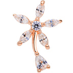 16G 1/4 Clear CZ Gem Rose Gold Tone Flower Cartilage Tragus